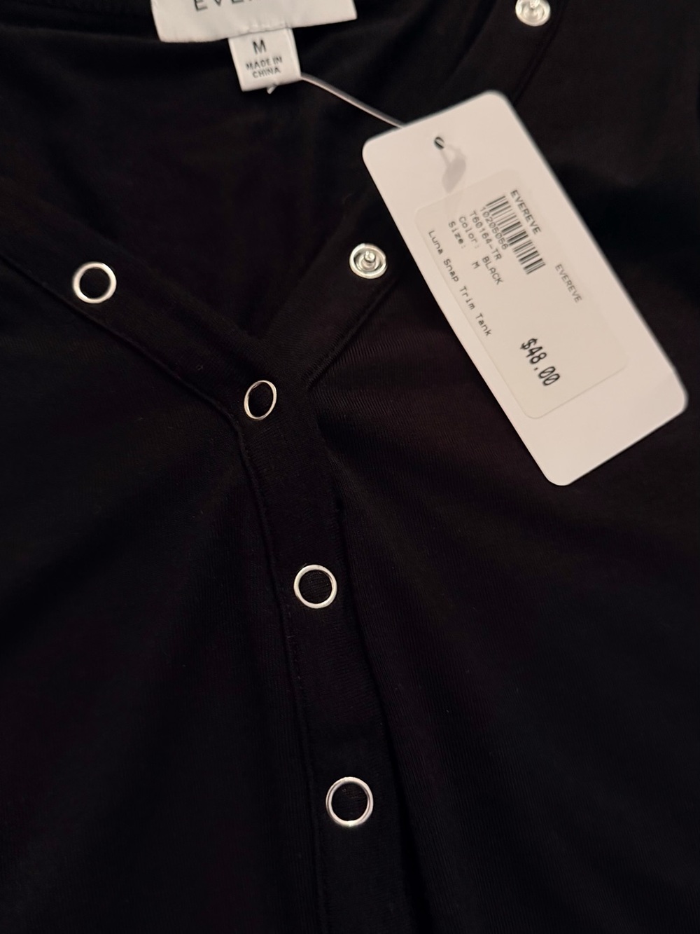 Evereve Black Snap-Front Tank Top